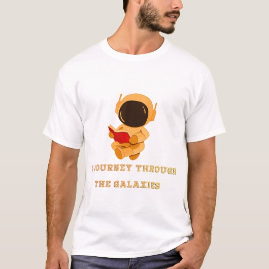 Astronaut Leest T-Shirt over de Ruimte (Voorkant)