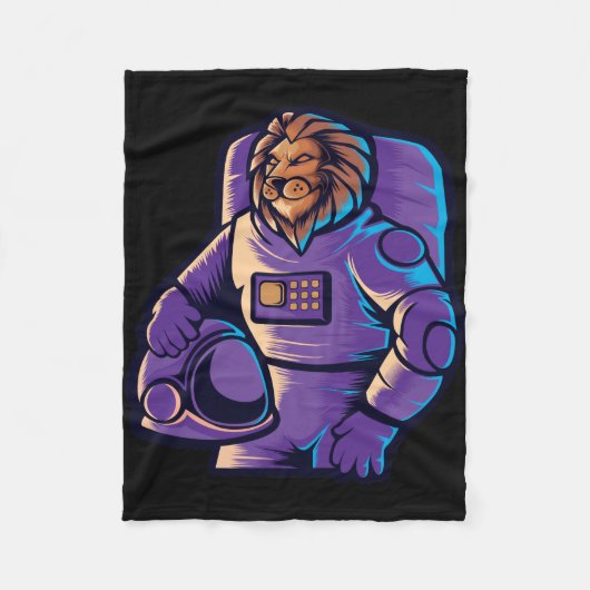 Astronaut Leeuw Koning Fleece Deken (Voorkant)