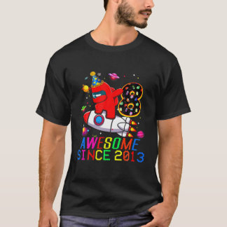 Astronaut Level 8 onder Dabbing with US 8th Birthd T-shirt