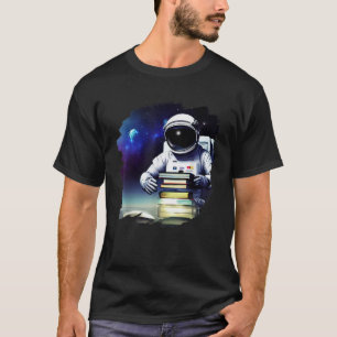 Astronaut lezen boeken grappige boekenwurm bibliot t-shirt