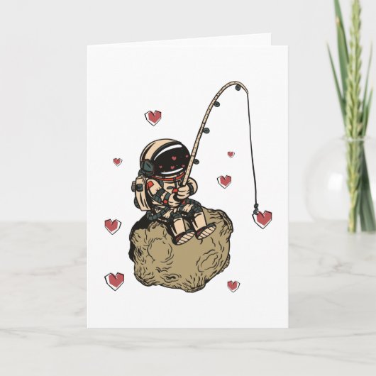 Astronaut Liefde Valentijnshart Kaart (Voorkant)