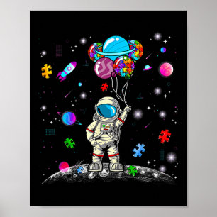 Astronaut Lloon Puzzel Ruimte Autisme Bewustzijn V Poster