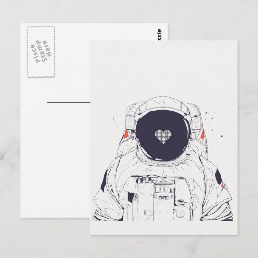 Astronaut love briefkaart (Voorkant / Achterkant)