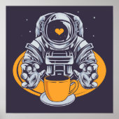 Astronaut Love Coffee Poster (Voorkant)