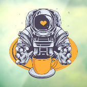 Astronaut Love Coffee Raamsticker (Vel 3)