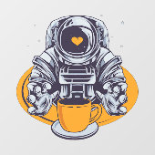 Astronaut Love Coffee Raamsticker (Vel)