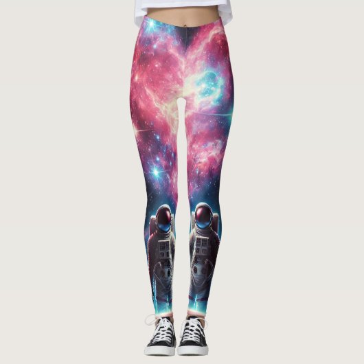 Astronaut Love Galaxy Print Leggings (Voorkant)