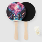 Astronaut Love Hand Fan Handwaaier (Voorkant en achterkant)