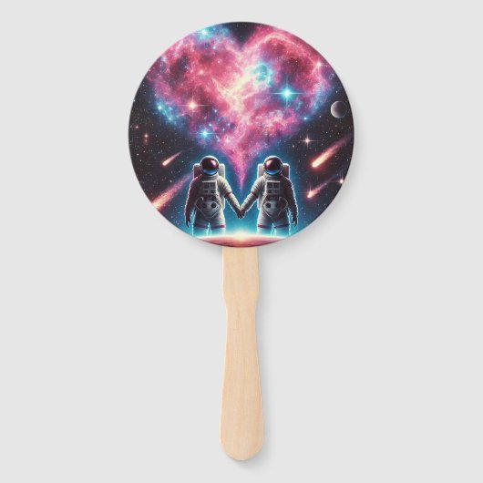 Astronaut Love Hand Fan Handwaaier (Voorkant)