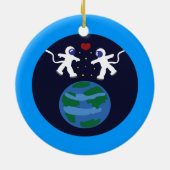 Astronaut Love Keramisch Ornament (Achterkant)