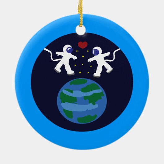 Astronaut Love Keramisch Ornament (Achterkant)