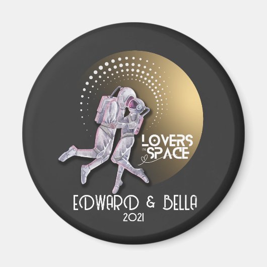 Astronaut Lovers die in de ruimte zoenen met Gold  Magneet (Voorkant)