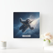 Astronaut Luiaard Ruimte Surreal Dier Persoonlijk  Vierkante Klok (Huis)