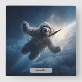 Astronaut Luiaard Ruimte Surreal Dier Persoonlijk  Vierkante Klok