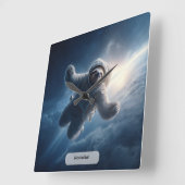 Astronaut Luiaard Ruimte Surreal Dier Persoonlijk  Vierkante Klok (Hoek)