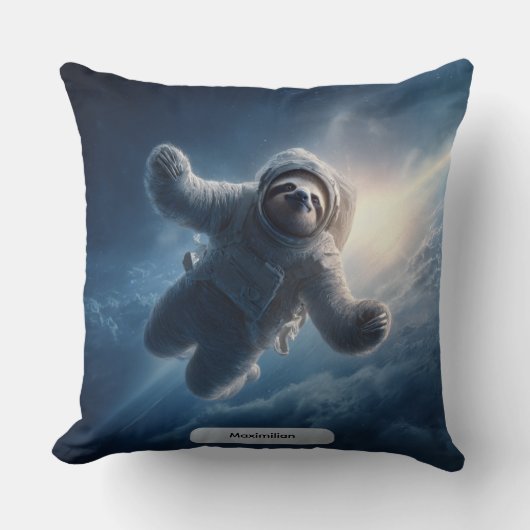 Astronaut Luiaard Ruimte Surrealistisch Dier Perso Kussen (Voorkant)