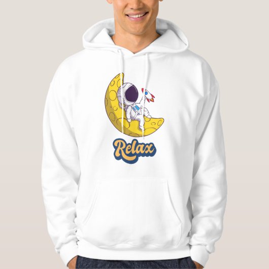Astronaut Lying en Relaxen op de maan Design Hoodie (Voorkant)