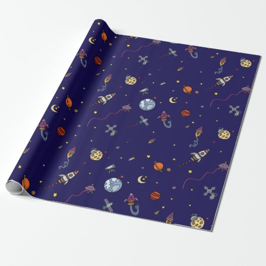 Astronaut & Maan Cadeaupapier (Uitgerold)