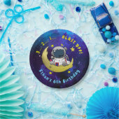 Astronaut & Maan Papieren Bordje (Feest)