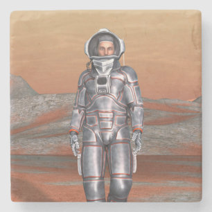 Astronaut Mars - Ruimteverkenner op Buitenlandse P Stenen Onderzetter