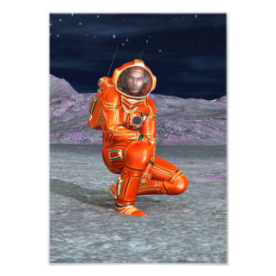 Astronaut Mars Space Explorer op een buitenaardse  Foto Afdruk
