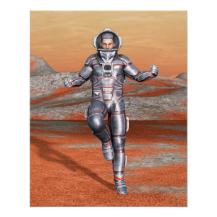 Astronaut Mars Space Explorer op een buitenaardse  Perfect Poster