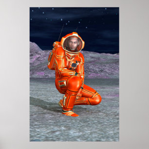 Astronaut Mars Space Explorer op een buitenaardse  Poster