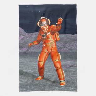 Astronaut Mars Space Explorer op een buitenaardse  Theedoek