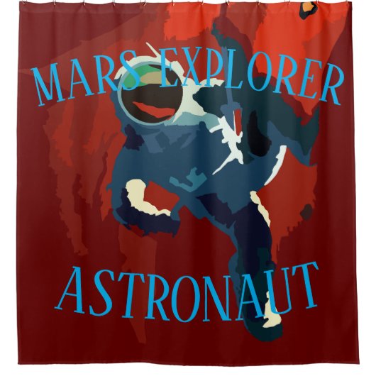 Astronaut Mars Verkenner Ruimte Reis Vakantie Douchegordijn (Voorkant)