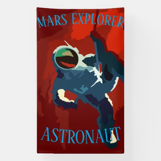 Astronaut Mars Verkenner Ruimte Reis Vakantie Spandoek (Verticaal)