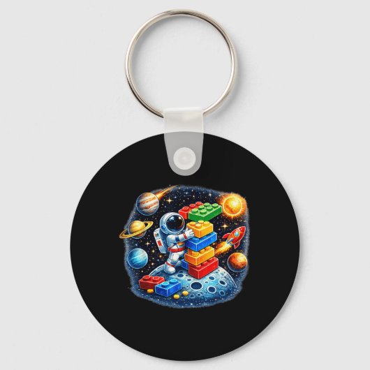 Astronaut Master Builder Bouwblok Zonne-energie Sleutelhanger (Voorkant)