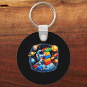 Astronaut Master Builder Bouwblok Zonne-energie Sleutelhanger (Voorkant)