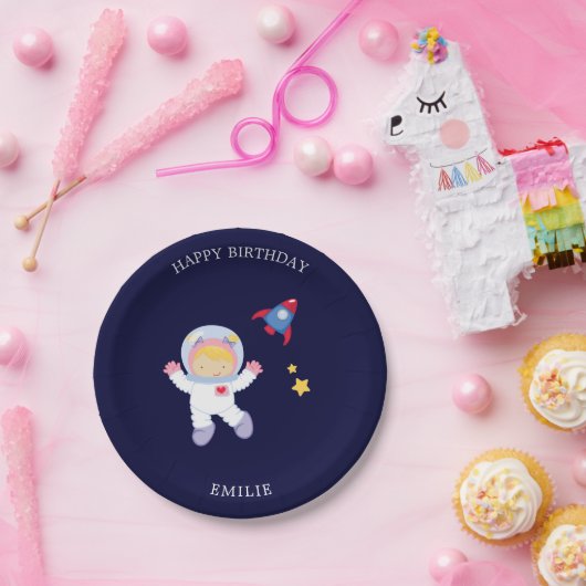 Astronaut Meisje Kinderen Verjaardag Papieren Bordje (Feest)