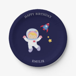 Astronaut Meisje Kinderen Verjaardag Papieren Bordje
