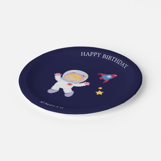 Astronaut Meisje Kinderen Verjaardag Papieren Bordje