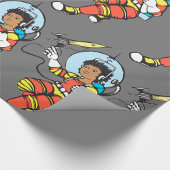 Astronaut Meisje met Raket Blaster Cadeaupapier