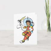 Astronaut Meisje met Raket Blaster Kaart (Voorkant)