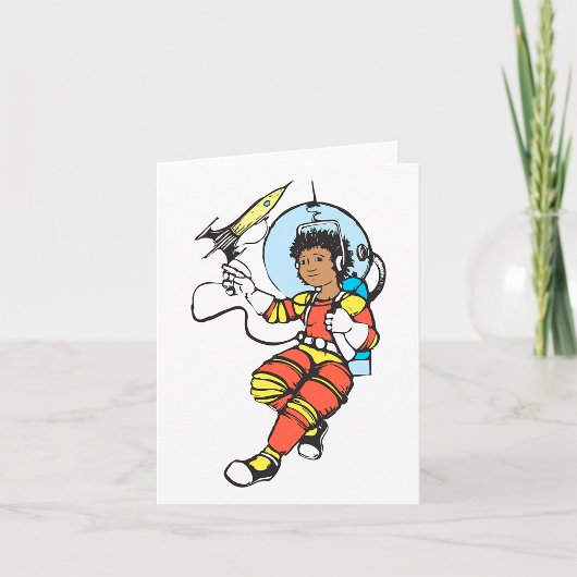 Astronaut Meisje met Raket Blaster Kaart