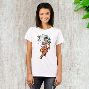 Astronaut Meisje met Raket Blaster T-shirt