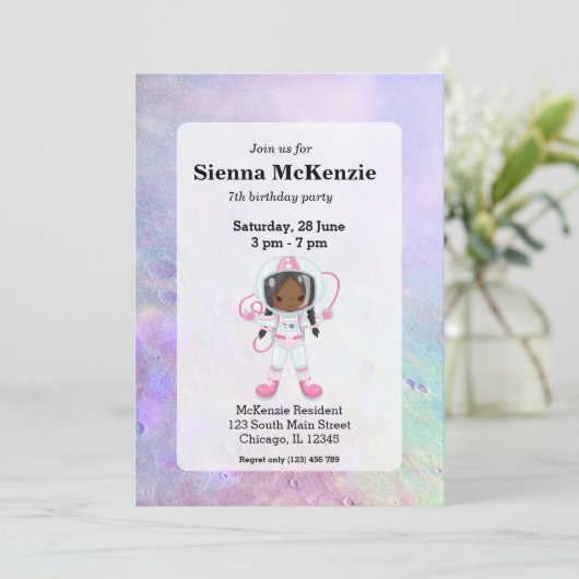 Astronaut meisje Outer Space Kaart (Staand voorkant)