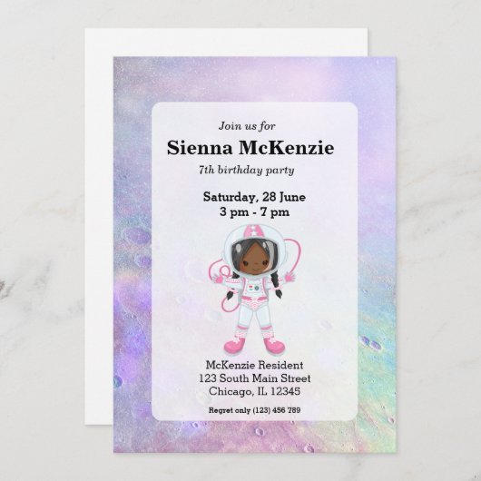 Astronaut meisje Outer Space Kaart (Voorkant / Achterkant)