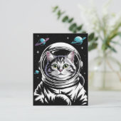 Astronaut Melkweg Planeet Ruimte Kat Kitten Kitty Briefkaart (Staand voorkant)