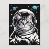 Astronaut Melkweg Planeet Ruimte Kat Kitten Kitty Briefkaart (Voorkant)