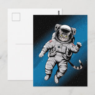 Astronaut Melkweg Planeet Ruimte Kat Kitten Kitty  Briefkaart