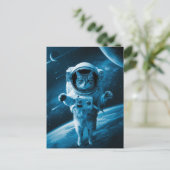 Astronaut Melkweg Planeet Ruimte Kat Kitten Kitty Briefkaart (Staand voorkant)
