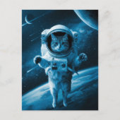 Astronaut Melkweg Planeet Ruimte Kat Kitten Kitty Briefkaart (Voorkant)