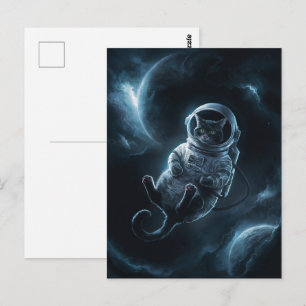 Astronaut Melkweg Planeet Ruimte Kat Kitten Kitty  Briefkaart