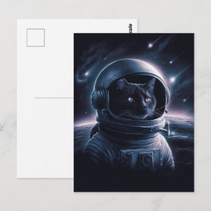 Astronaut Melkweg Planeet Ruimte Kat Kitten Kitty  Briefkaart