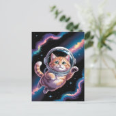 Astronaut Melkweg Planeet Ruimte Kat Kitten Kitty Briefkaart (Staand voorkant)
