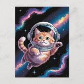 Astronaut Melkweg Planeet Ruimte Kat Kitten Kitty Briefkaart (Voorkant)